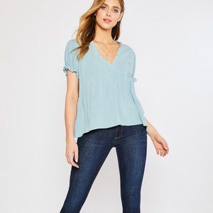 Ruffle detail Puff Sleeve Babydoll blouse